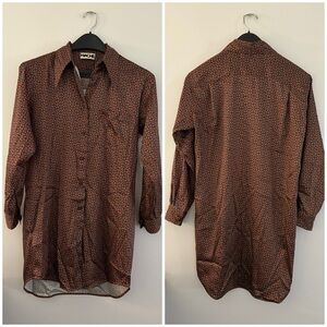 New Hache Women’s Brown Geometric Long Tunic With Buttons Size Large (10) 42 EU
